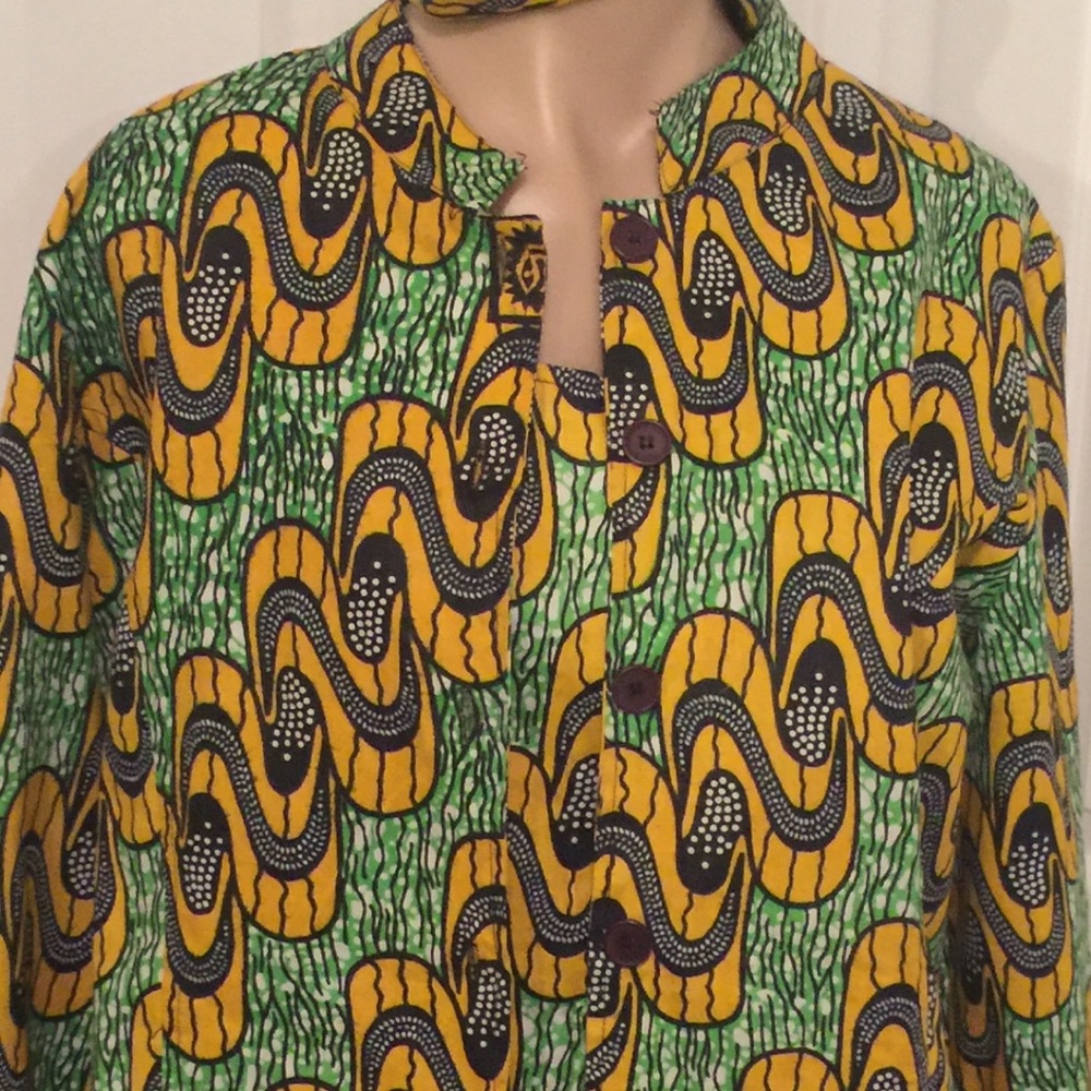 3 pcs African dress, Jacket & Head Wrap